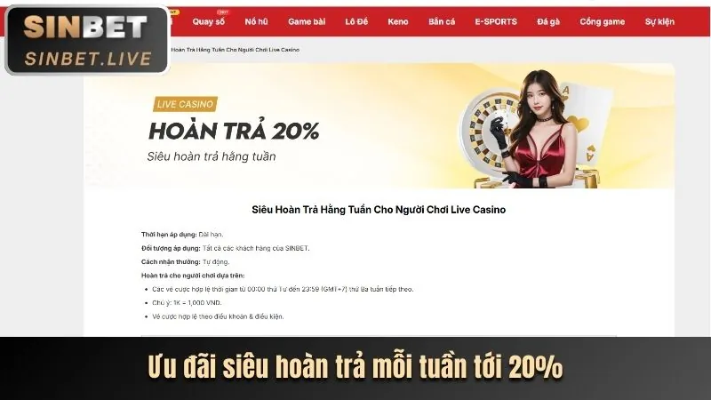 Chương trình hoàn trả casino ClubV